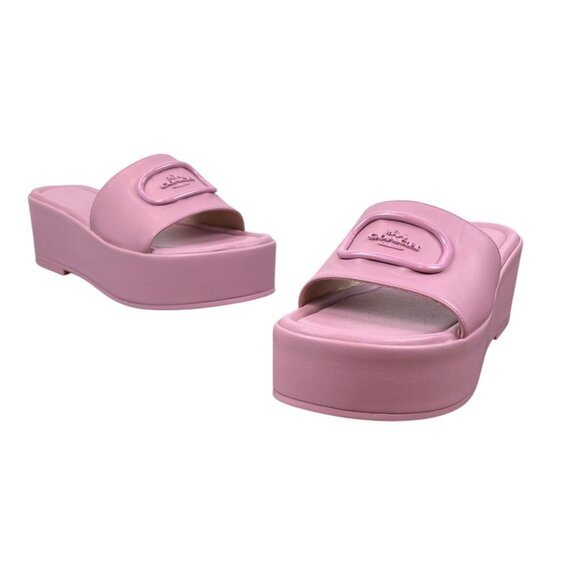 Coach Eloise Leather Sandal Tulip Pink Platform Slides Womens Size 9B - NEW - Picture 1 of 11
